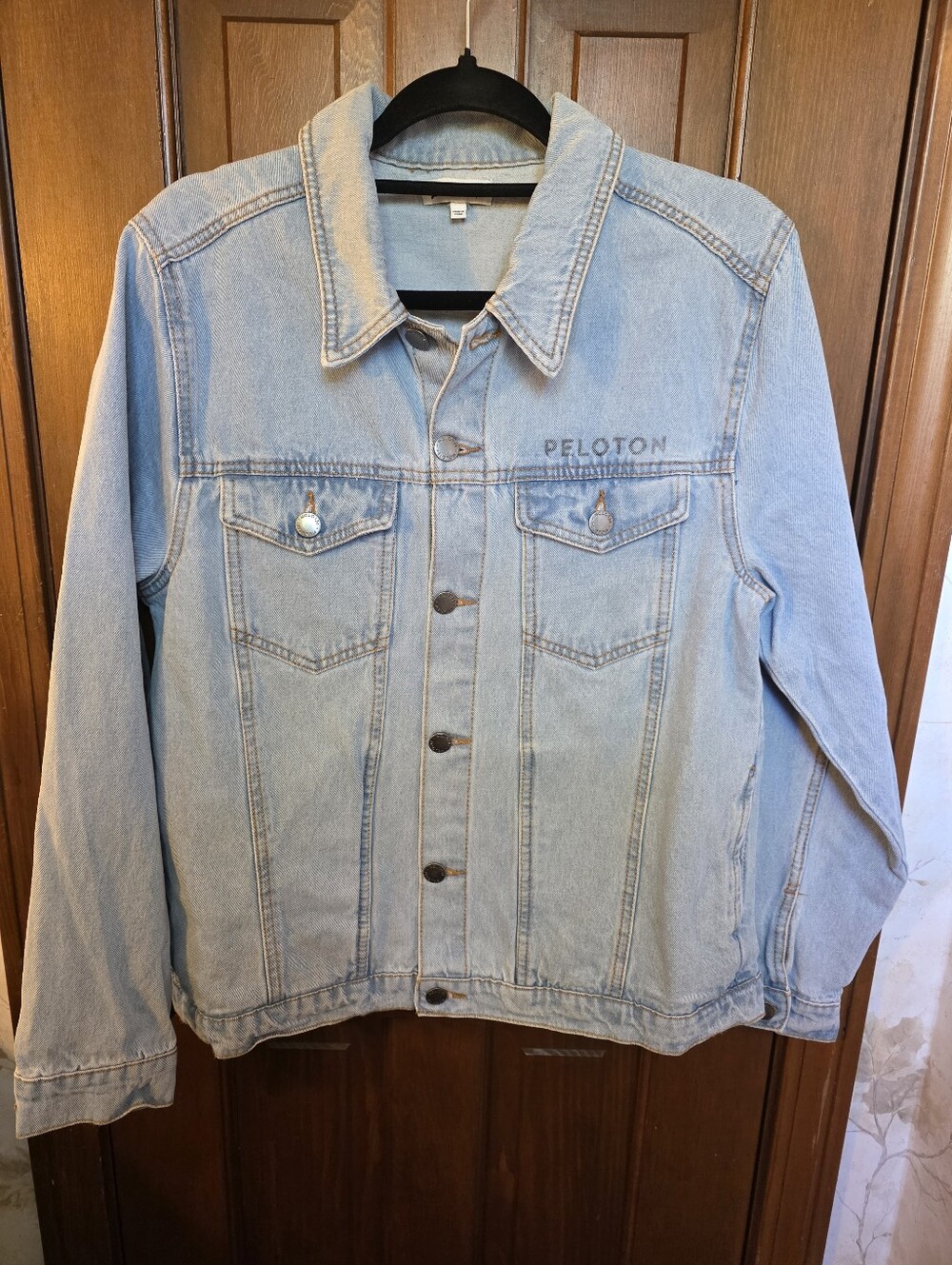 Peloton Women's Light Blue Denim Jacket Together We Go Far Size Large